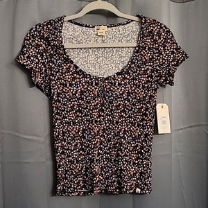 Billabong Floral Print Top - Black and Pink